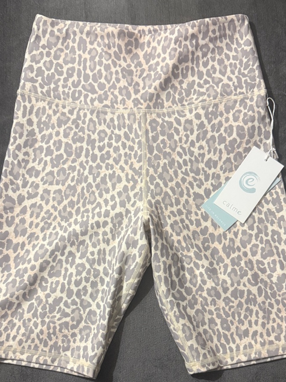 Johnny Was Calme Women's Leopard Print High-Waist Bike Shorts in Light Taupe